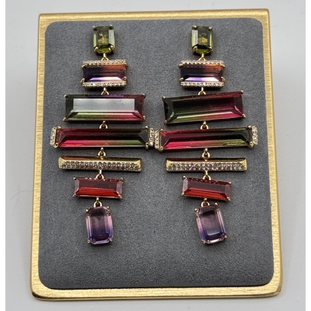 Kate Spade GEO GEMS Statement Earrings Ombré Crystal Chandelier Tourmaline